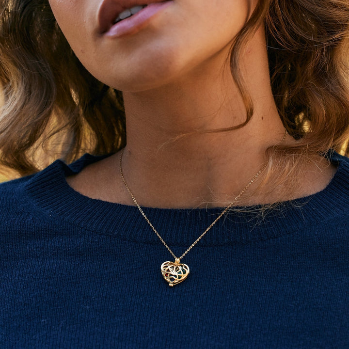 Custom Interlocking Hearts Round Birthstone Locket
