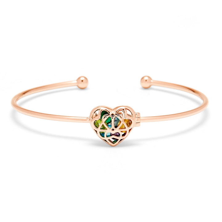 Custom Interlocking Heart Birthstone Cuff Bracelet