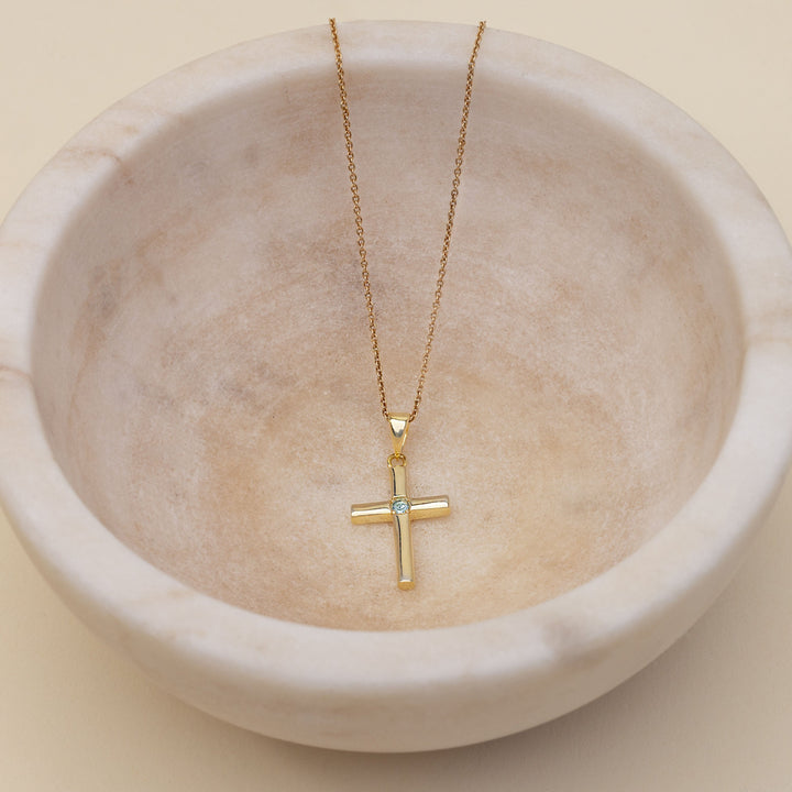 Custom Cross Birthstone Pendant