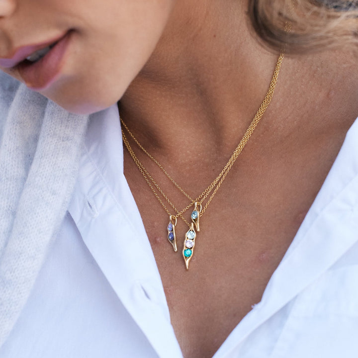 Custom Birthstone Pea in a Pod Necklace