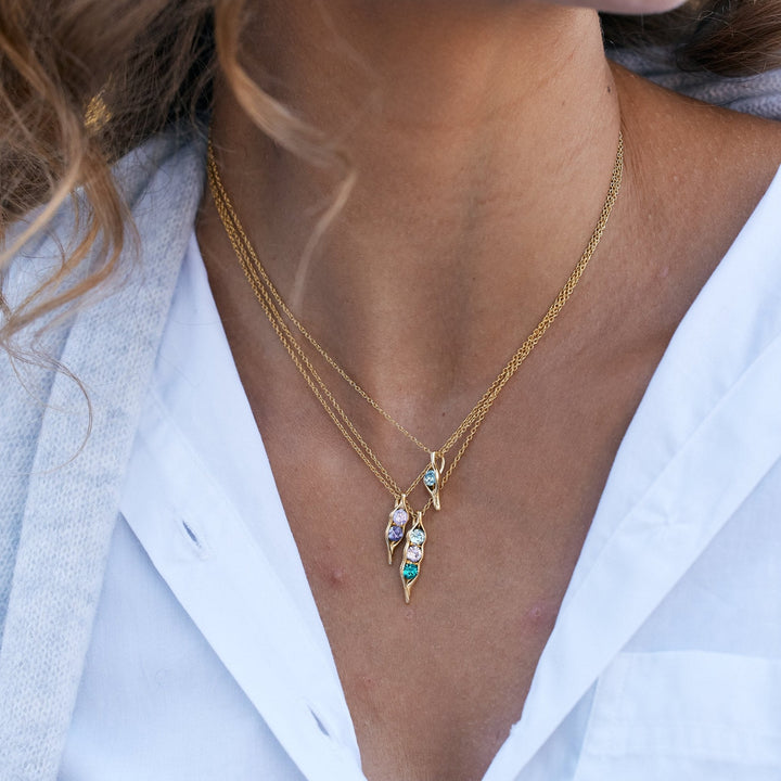 Custom Birthstone Pea in a Pod Necklace
