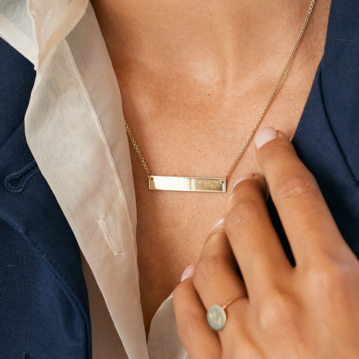 Engravable Couples Initials Bar Necklace