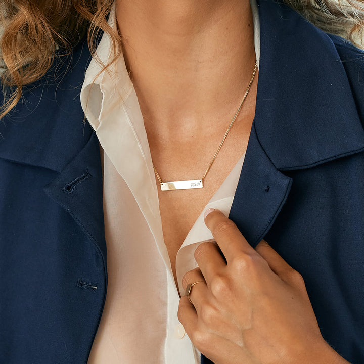 Engravable Couples Initials Bar Necklace