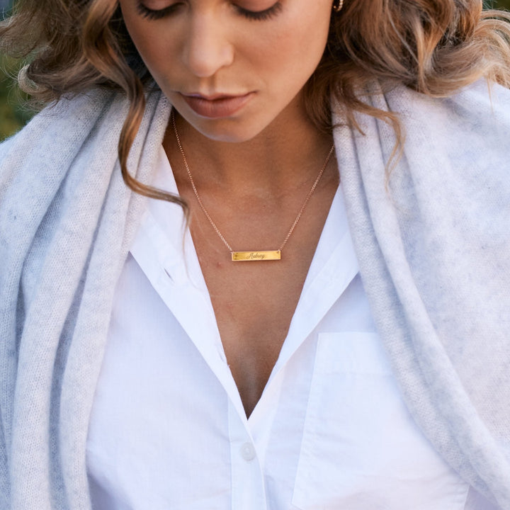 Engravable Petite Name Bar Necklace