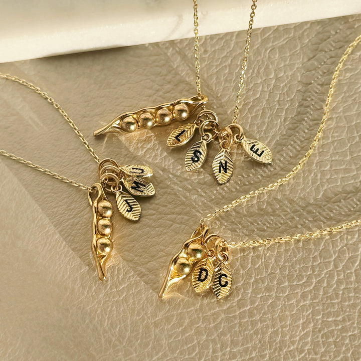 Custom Hand Stamped Initial Pea In A Pod Necklace