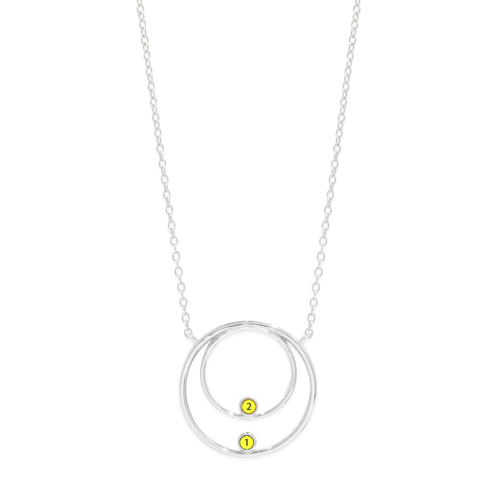 Custom Mother and Child Birthstone Circle Necklace