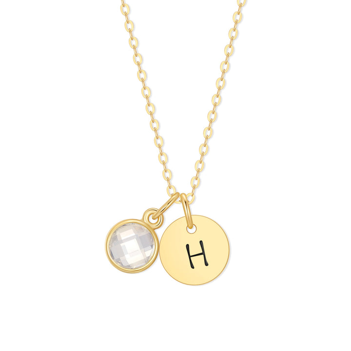 Custom Hand Stamped Mini Initial Birthstone Necklace