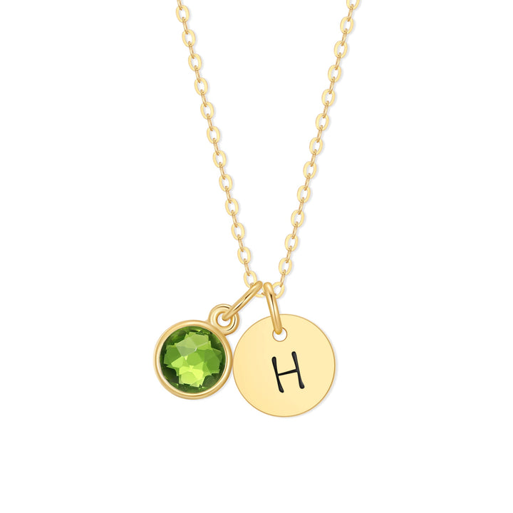 Custom Hand Stamped Mini Initial Birthstone Necklace