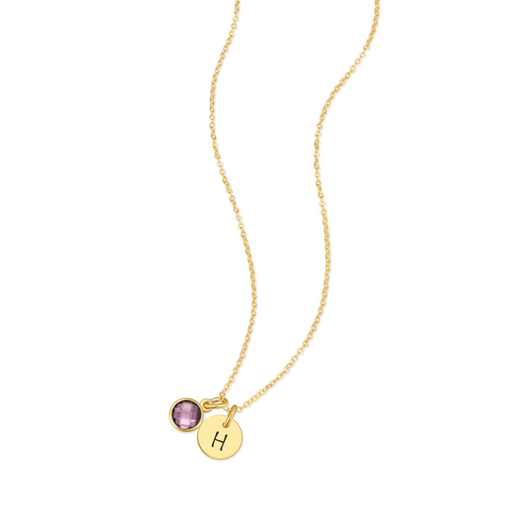Custom Hand Stamped Mini Initial Birthstone Necklace