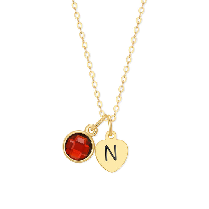 Custom Hand Stamped Mini Initial Birthstone Necklace