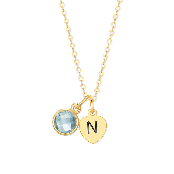Custom Hand Stamped Mini Initial Birthstone Necklace