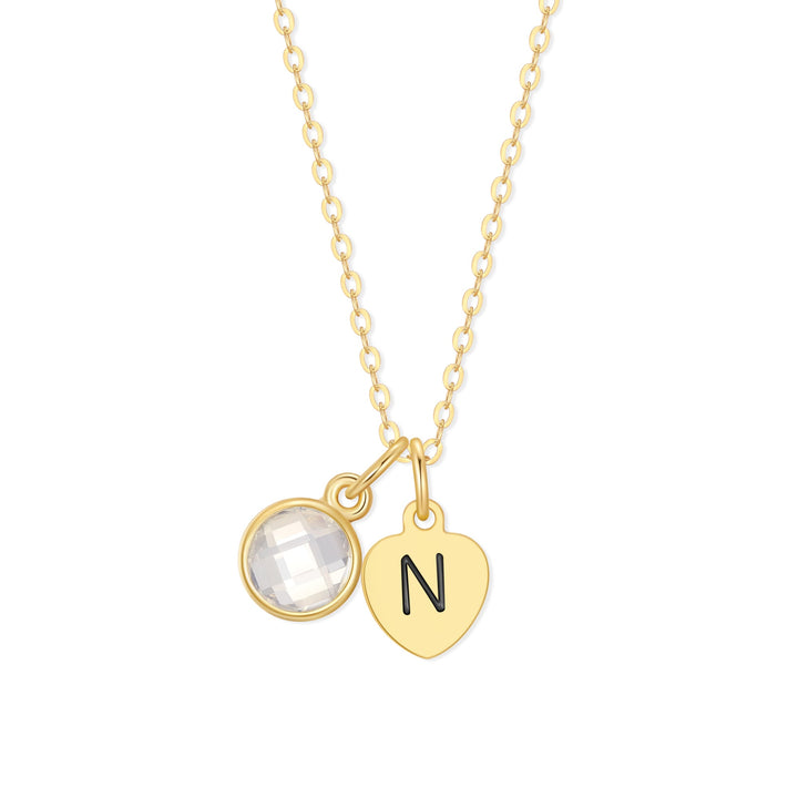 Custom Hand Stamped Mini Initial Birthstone Necklace