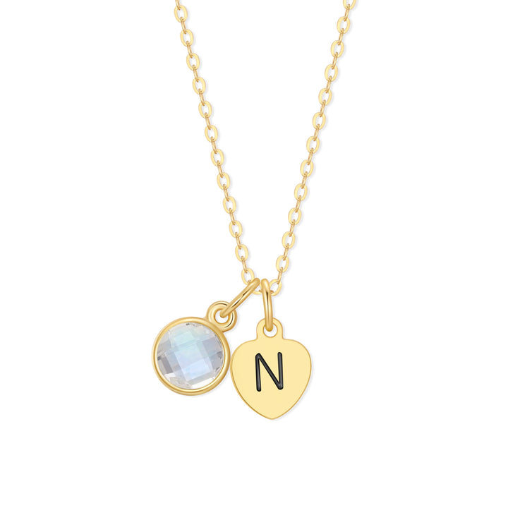 Custom Hand Stamped Mini Initial Birthstone Necklace