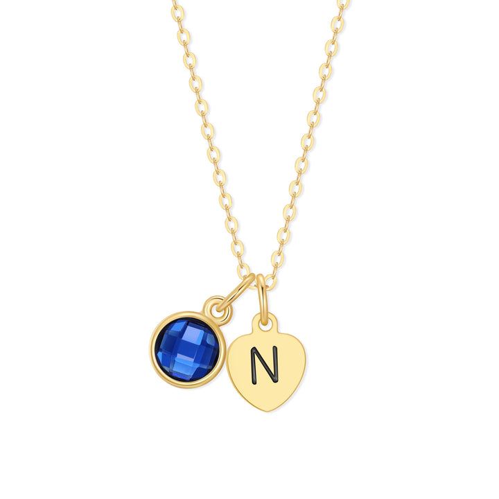 Custom Hand Stamped Mini Initial Birthstone Necklace