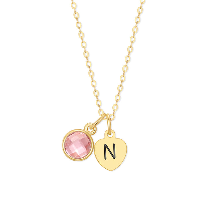 Custom Hand Stamped Mini Initial Birthstone Necklace