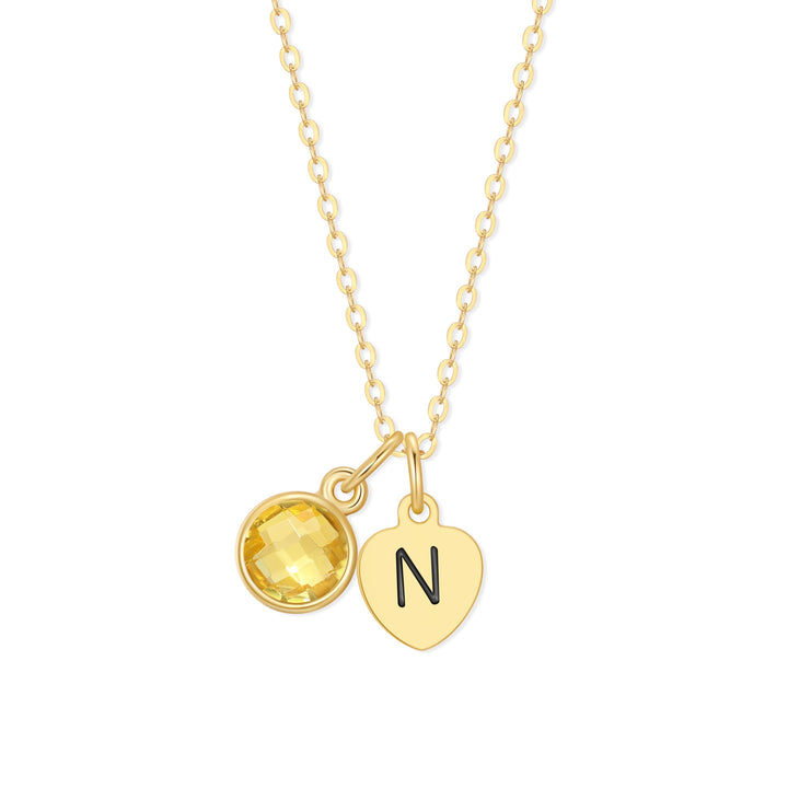 Custom Hand Stamped Mini Initial Birthstone Necklace