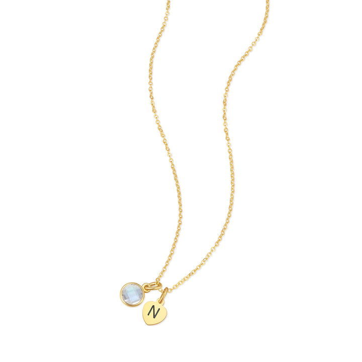 Custom Hand Stamped Mini Initial Birthstone Necklace