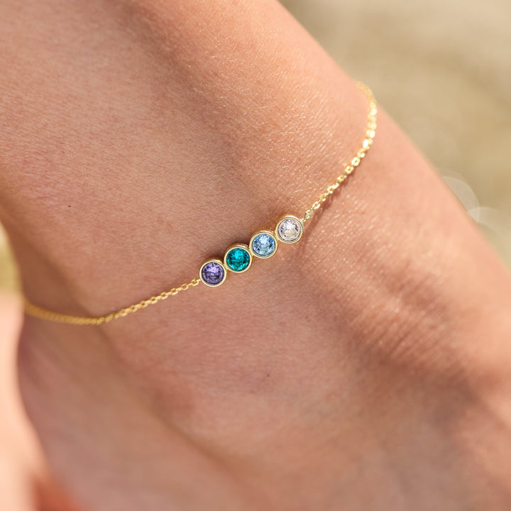 Custom Bezel Set Birthstone Anklet
