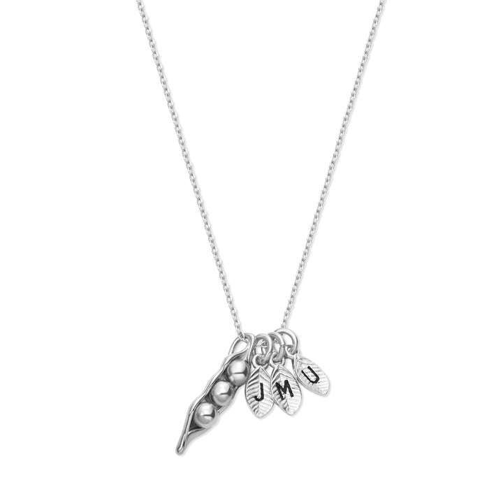Custom Hand Stamped Initial Pea In A Pod Necklace