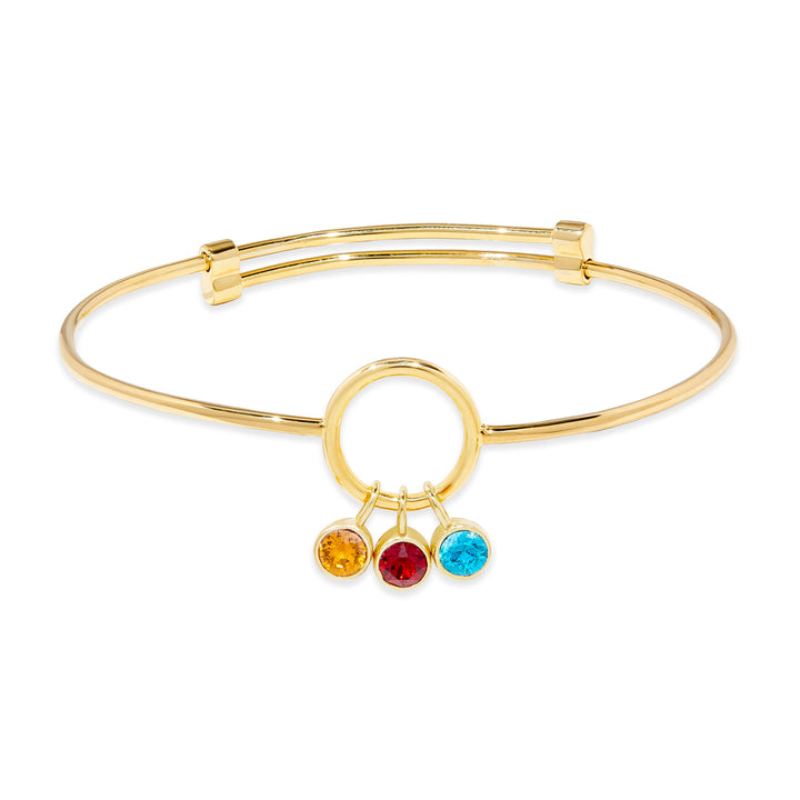 Custom Birthstone Charm Bangle Bracelet