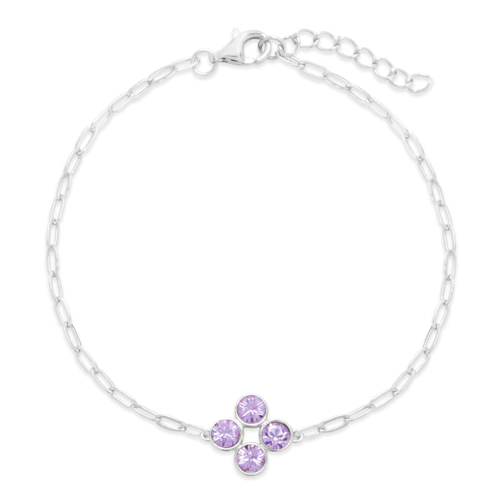 Custom Paperclip Chain Birthstone Flower Bezel Bracelet