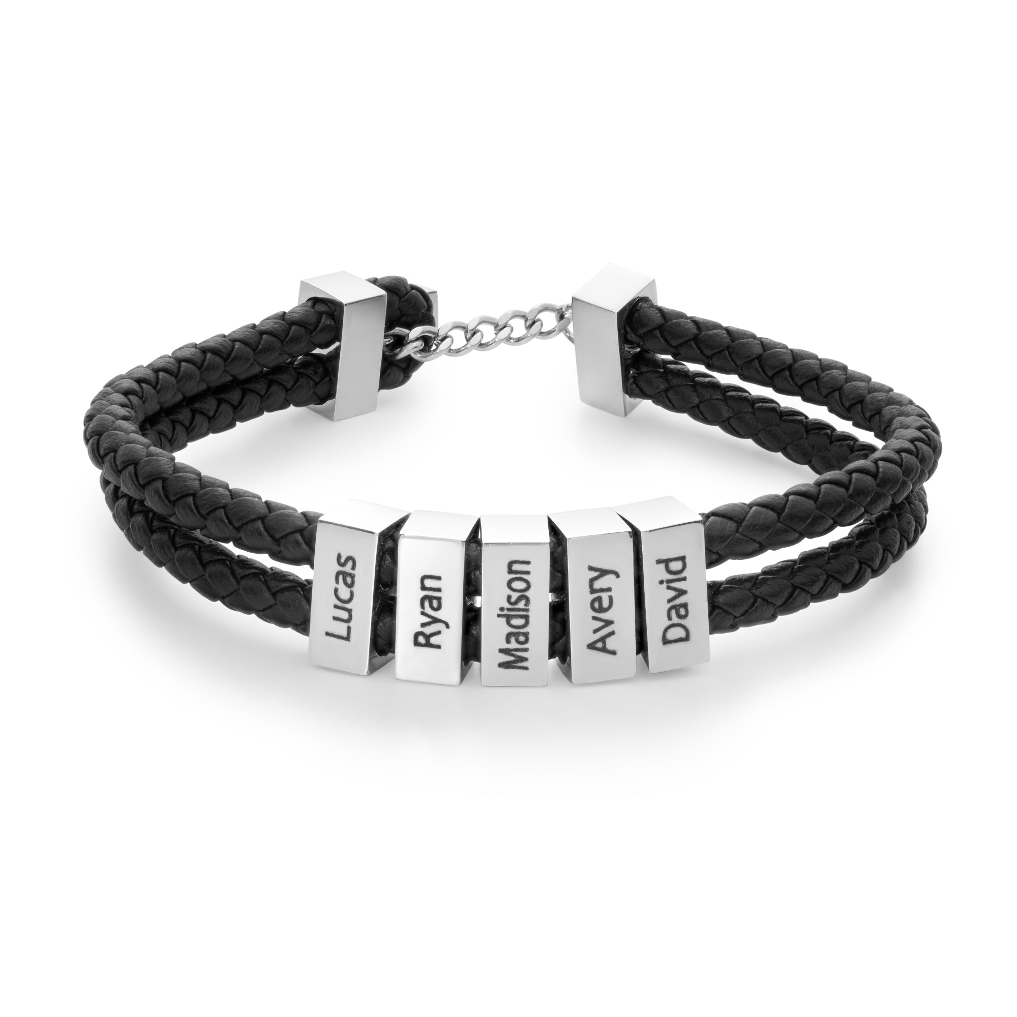 Engraved Bracelet Leather Bracelet With Names Braided Leather