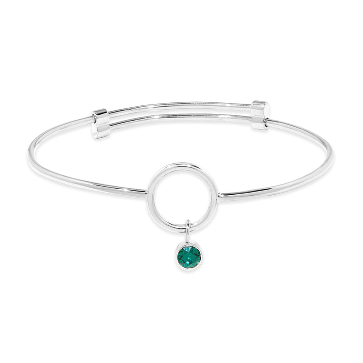Custom Birthstone Charm Bangle Bracelet