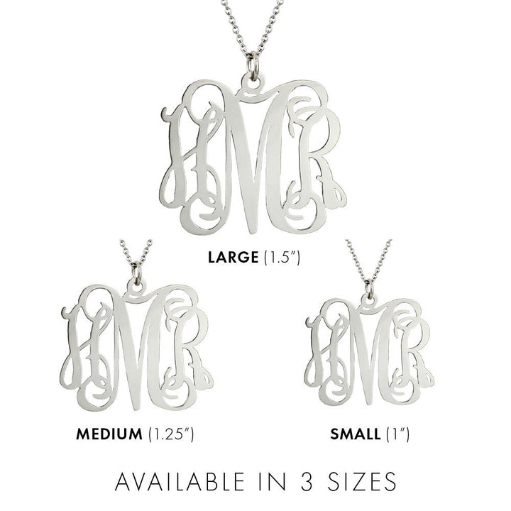 Custom Fancy Script Monogram Necklace