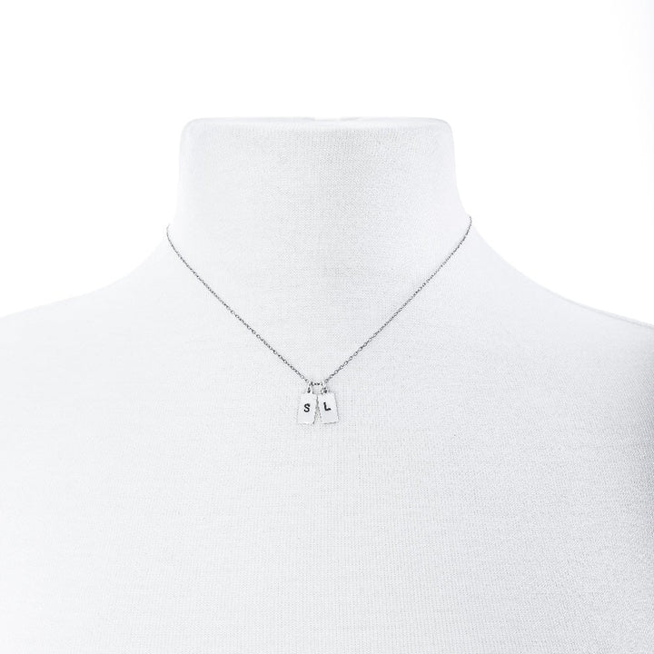 Custom Hand Stamped Rectangle Tag Mini Initial Necklace