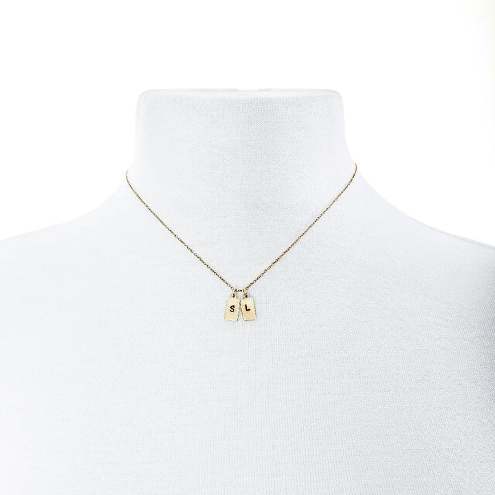 Custom Hand Stamped Rectangle Tag Mini Initial Necklace