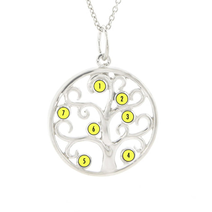 Custom Birthstone Family Tree Pendant
