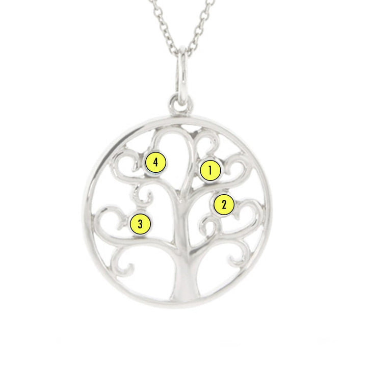Custom Birthstone Family Tree Pendant
