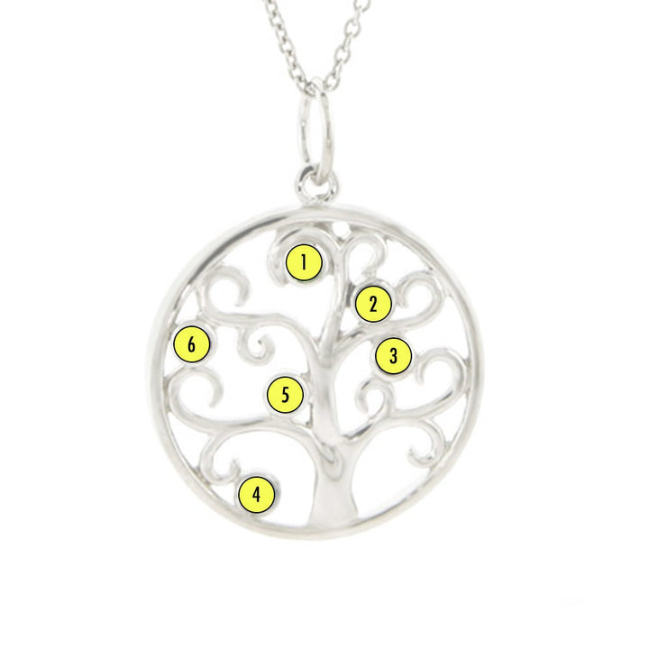Custom Birthstone Family Tree Pendant
