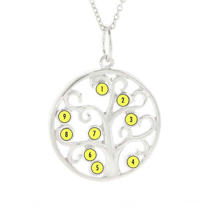 Custom Birthstone Family Tree Pendant