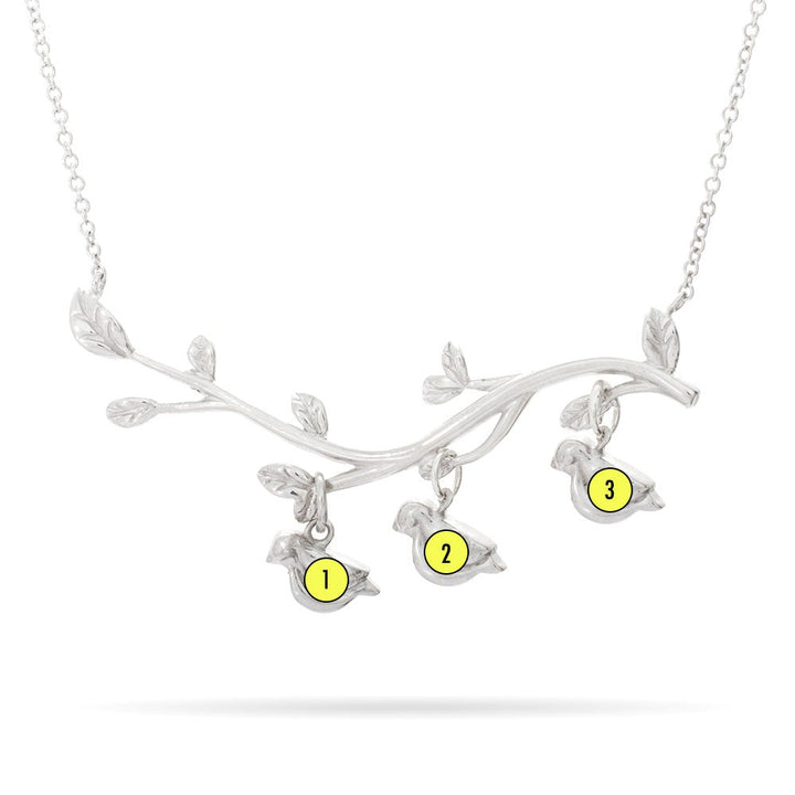 Custom Birthstone Birds on Branch Mother&