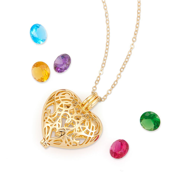 Custom Filigree Heart Birthstone Locket