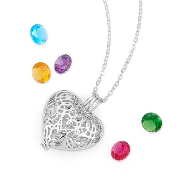 Custom Filigree Heart Birthstone Locket