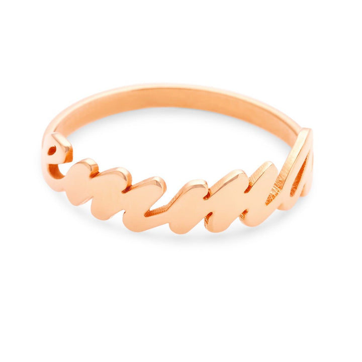 Custom Thin Script Name Ring