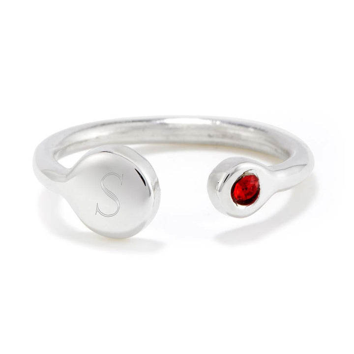 Custom Birthstone and Initial Cuff Ring
