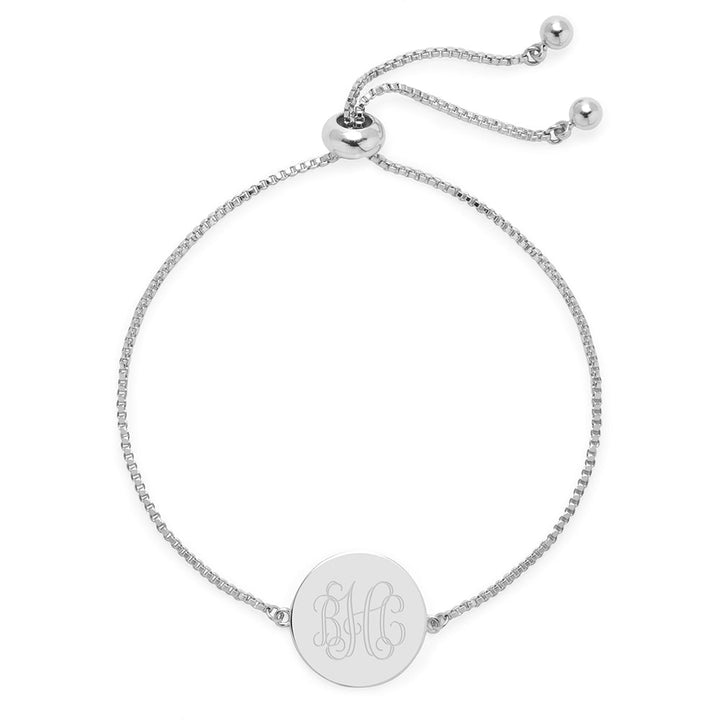 Engravable Monogram Disc Bolo Bracelet
