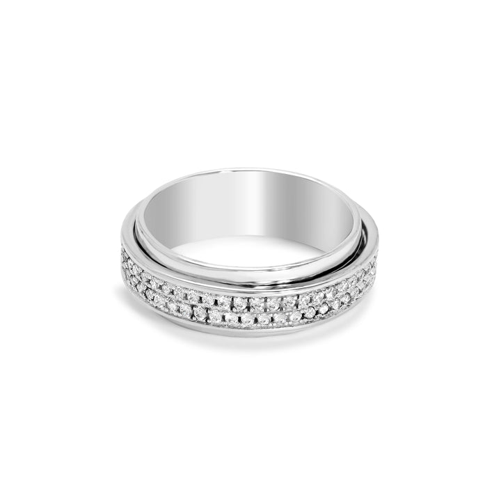 Sterling Silver CZ Pave Eternity Spinner Ring