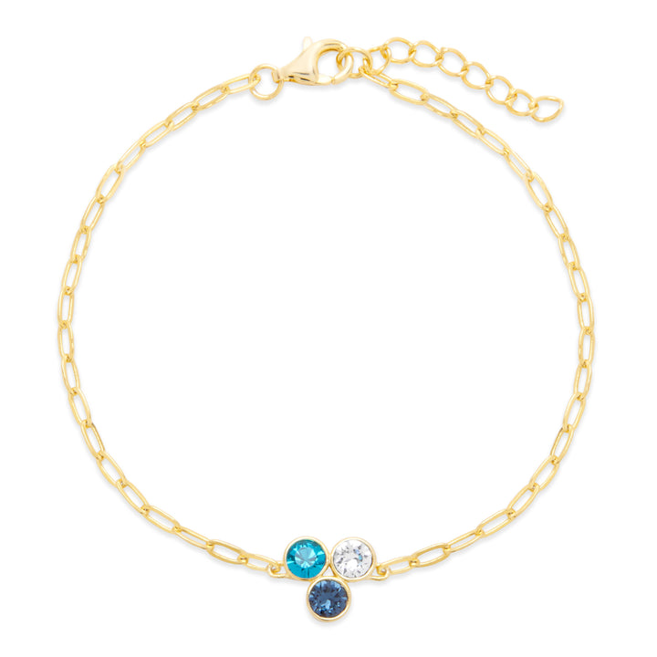 Custom Paperclip Chain Birthstone Flower Bezel Bracelet