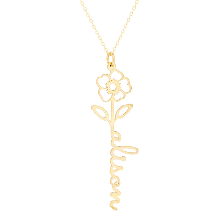 Birth Flower Name Necklace