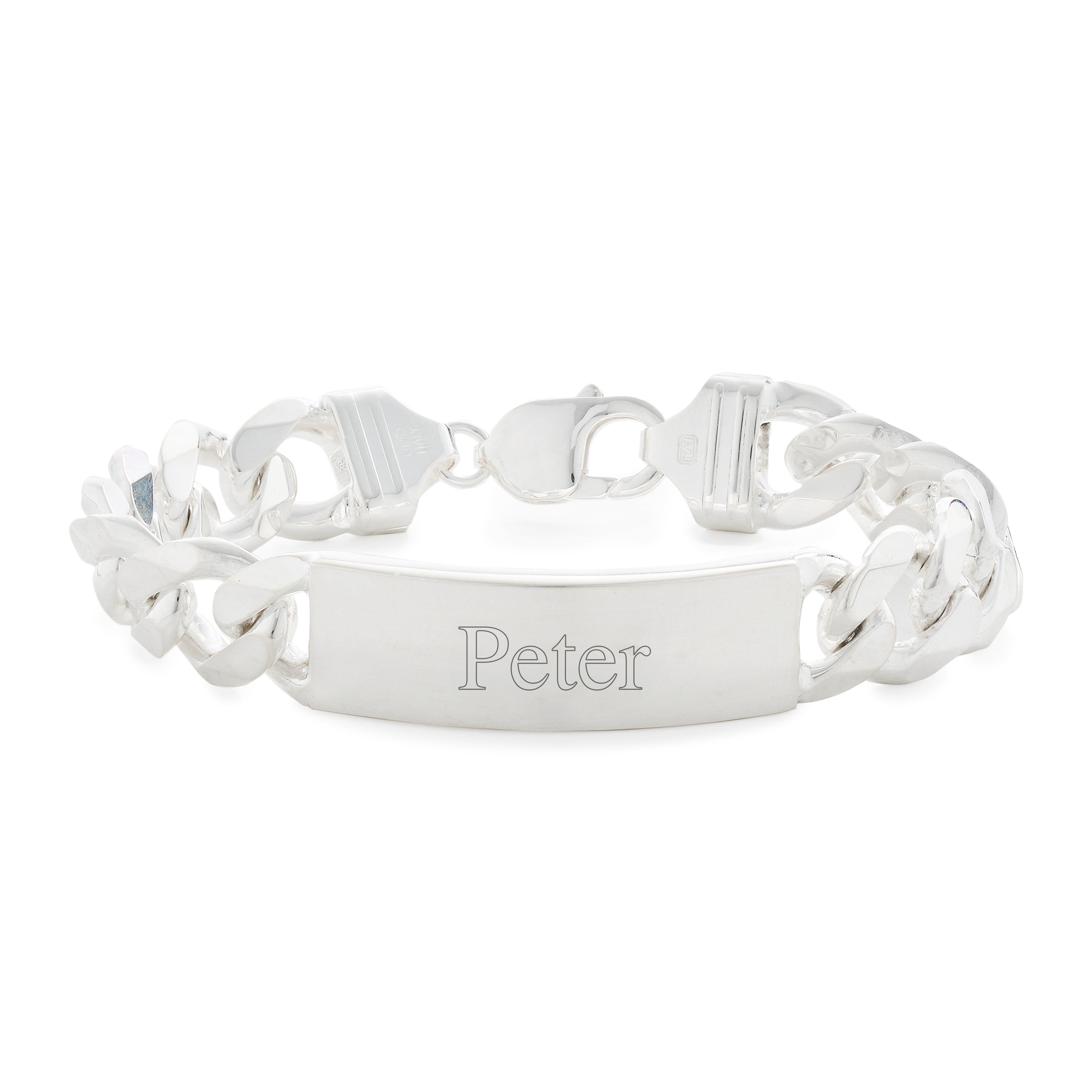 Men's Heavy Curb Link Sterling Silver ID Bracelet – Mill Rock East