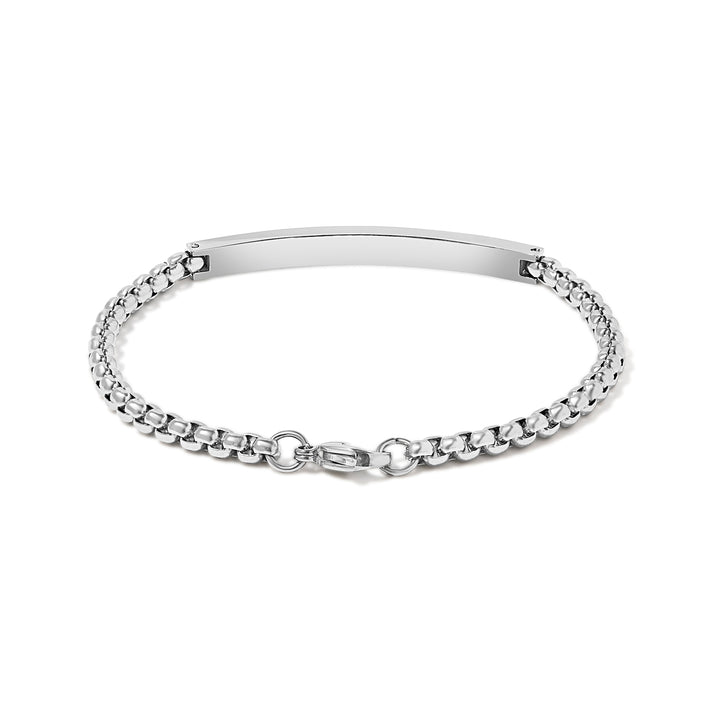 Custom Coordinate Round Box Link Stainless Steel Bracelet