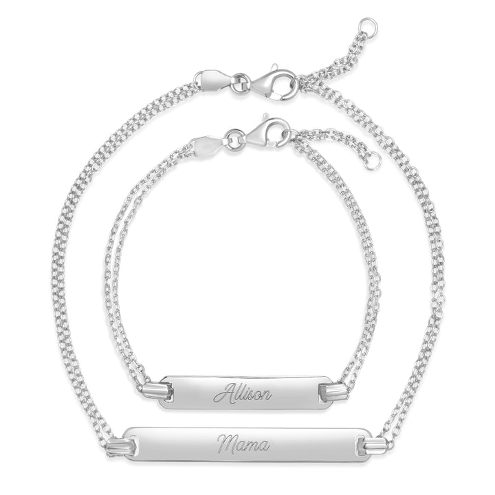 Mom & Baby Engravable Name Bracelet Set