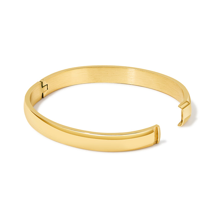 Gold Engraved Oval Bangle Bracelet