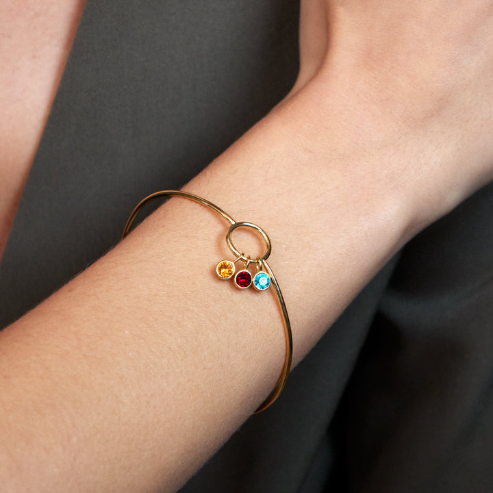 Custom Birthstone Charm Bangle Bracelet