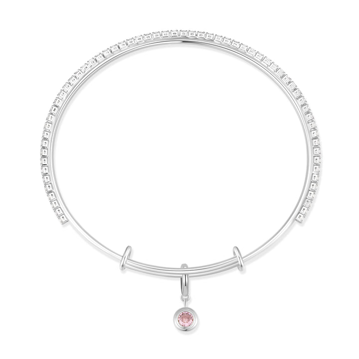 CZ Tennis Birthstone Charm Bangle