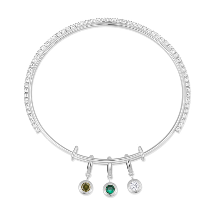 CZ Tennis Birthstone Charm Bangle